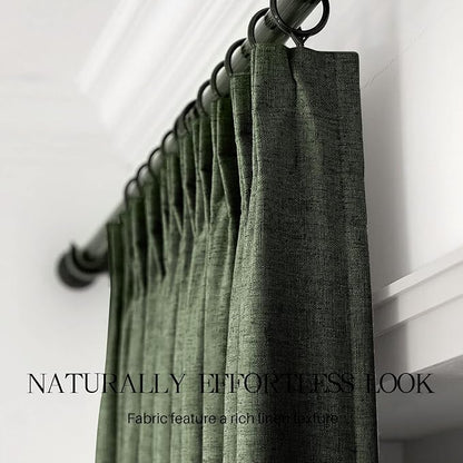 Pinch Pleated Linen Curtains 100% Blackout 102 Inches Long - Image 7