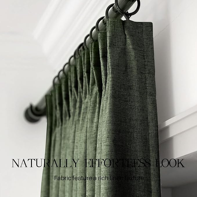 Pinch Pleated Linen Curtains 100% Blackout 63 Inches Long - Image 7