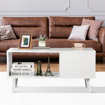ZenStyle Mid Century Modern Coffee Table, Wooden Retro Coffee Table - Image 2