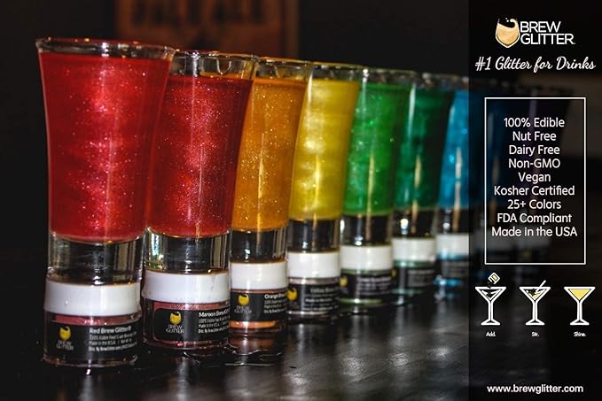 Gold BREW GLITTER Edible Glitter For Drinks, Cocktails, Beer, Garnish Glitter & Beverages | KOSHER & HALAL Certified | 100% Edible & Food Grade | Vegan, Gluten, Nut Free (50g, Gold)