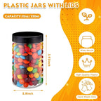 Patelai 4 Pieces Round Wide-mouth Leak Proof Plastic Container Jars with Lids for Travel Storage Makeup Beauty Products Face Creams Oils Salves Ointments DIY Making(12 Ounce,Black)