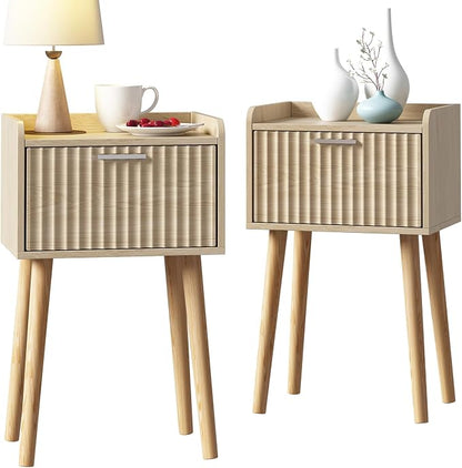 LAATOOREE Nightstand Set of 2, Small Bed Side Table by LAATOOREE