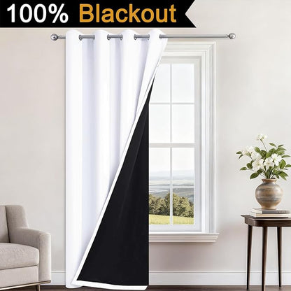 Yakamok Pure White 100% Blackout Curtains 84 Inches Long 52" Wide 1 Panel | - Image 2