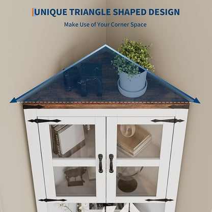 GarveeHome Tall Corner Cabinet, Farmhouse Corner Storage Cabinet - Image 6