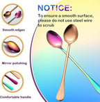8 Pieces Long Handle Tea Spoon Stainless Steel Coffee Mixing Spoons Teaspoon for Mixing, Cocktail Stirring, Coffee, Milkshake, Cold Drink, 7.48 Inch (Popular Style)
