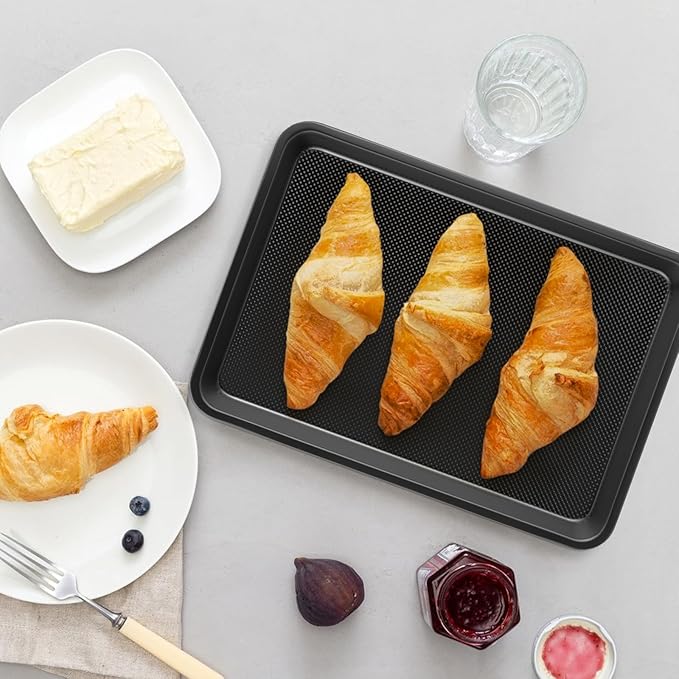 Cookie Sheet for Baking, Ceramic Quarter Baking Sheet Pan, Thicker Carbon Steel Baking Sheet Non Stick, 12.8 x 9 Inch Baking Tray for Oven
