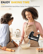 Electric Hand Mixer, Powerful 300W Hand Mixer Electric Handheld with 304 Beaters, Dough Hook,Hand Held Mixer with Turbo for Baking Cakes, Eggs, Cream Food(Black)