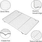 P&P CHEF Cooling Baking Rack Pack of 2, Stainless Steel Cooling Racks for Cooking Baking Roasting Grilling Drying, Dense Wires & Smooth Edge, Easy to clean, Silver, 16.6" x 11.5"