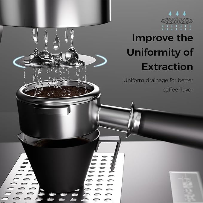 MHW-3BOMBER 58mm Espresso Puck Screen - 0.2mm Ultra Thin Espresso Puck with Round Hole - 58.5mm Hole Metal Reusable Coffee Filter for La Marzocco/Gaggia Titanium Coating FG5643-OS