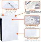 New 2.5 KG Large Capacity Coffee Bags with Valve (50 PCS) White Sides Black High Barrier Aluminum Foil Flat Bottom Standing Coffee Beans Storage Packaging Bags, Reusable Heat Seal Side Zipper Pouches