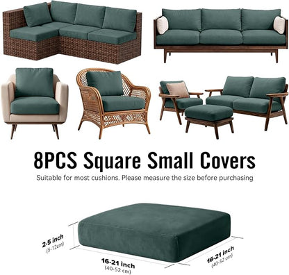 8Pcs Outdoor Cushion Covers, Stretch Patio Furniture Couch Chair Slipcovers | - Image 2
