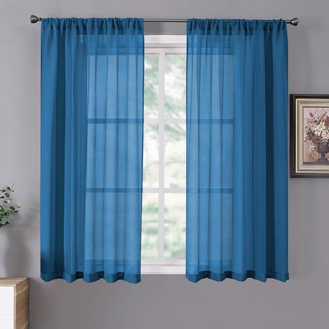 Tollpiz Short Sheer Curtain Living Room Linen Textured Curtains Sheer Light by Tollpiz