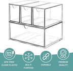 4 Tea and Coffee Organizer and Storage, Acrylic Tea Bag Holder Organizer, Plastic K Cup Drawer Container for Cabinet
