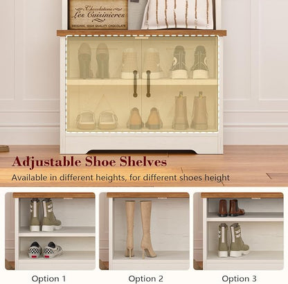 CSZZD Hall Tree with Bench and Shoe Storage, Entryway Bench with Coat Racks and - Image 3