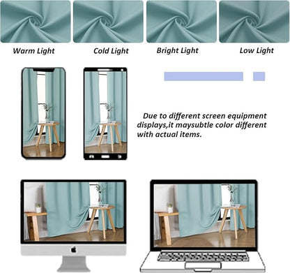 Simplebrand Ava Aqua Short 36 Inches Blackout Curtain 2 Panels Set, Half Window - Image 9