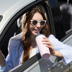 COKTIK 16oz Insulated Tumbler with Lid and Straw 2 Lids (Straw/Flip) Iced Coffee Cup Reusable Stainless Steel Travel Mug Water Bottle Cupholder Friendly for Women Men Her Him (Blush)