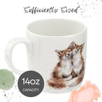Royal Worcester Wrendale Designs 14 oz Mug, Bedtime Kisses - Fine Bone China with Fox Family Motif - Woodland Themed Tea Mug for Cozy Cottagecore Homes - Safe Ceramic Drinkware for Daily Use