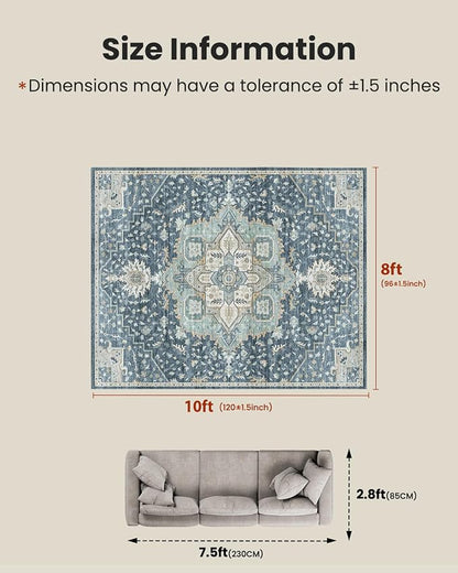 AMADA HOMEFURNISHING Washable Area Rug, Low-Profile Large Area Rug - Image 2