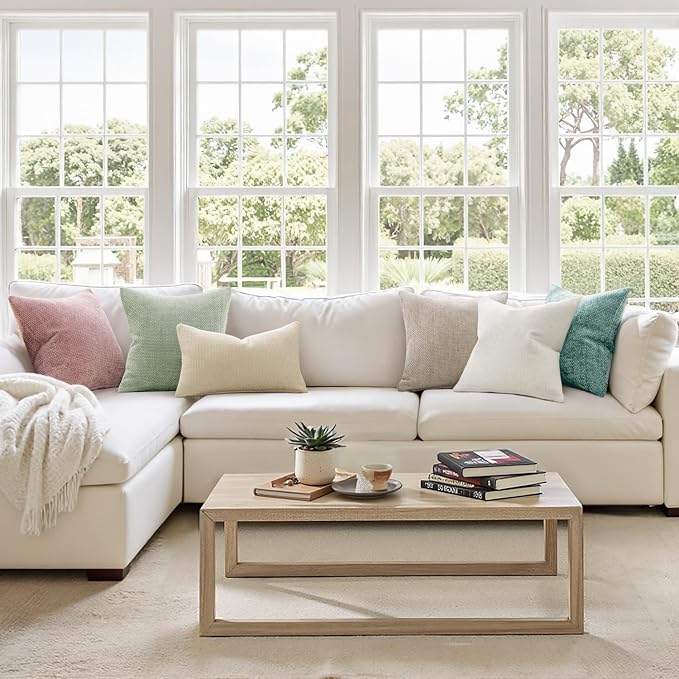 MIULEE Decorative Couch Throw Pillow Covers 20x20 Inch Light Green 2 Pack | - Image 2