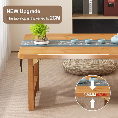 Japanese Floor Sitting Table, Folding Wood Tea Table Chabudai Japanese Coffee - Image 3