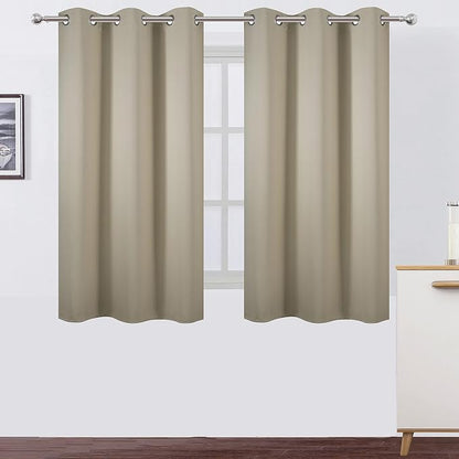 Beige Blackout Curtains 34 x 54 Inch Length/Set of 2 Curtain Panels/Thermal by Lemomo