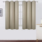 Beige Blackout Curtains 34 x 54 Inch Length/Set of 2 Curtain Panels/Thermal by Lemomo