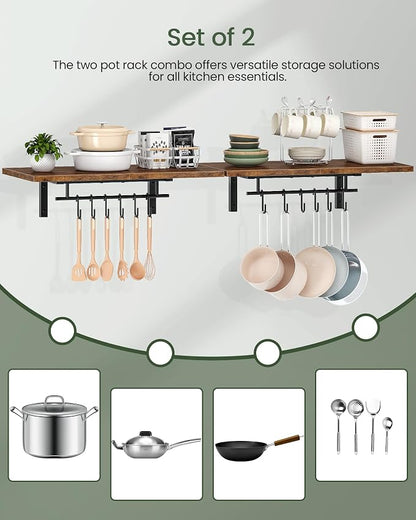CHOEZON Wall-Mounted Pot Racks, Floating Shelves, Wall Shelves, Vintage Pot - Image 7