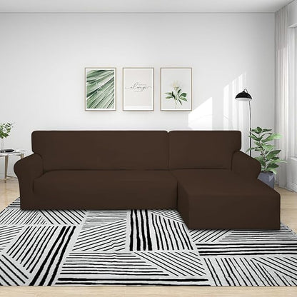 PureFit Stretch Sectional Couch Covers 2 pcs Non Slip L Shape Sofa Cover | - Image 2