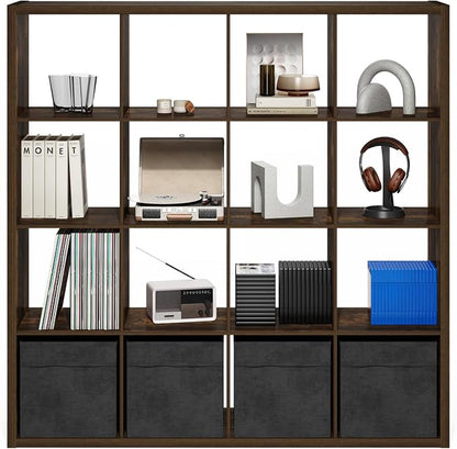 Furinno Cubicle Book Shelf, 16-Cube Bookshelf, Extra Thick Frame Reversible - Image 8