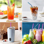 VEHHE Metal Stanley Straw, 12.5-inch Long Stainless Steel Stanley Cup Straw, 4 Pack Reusable Drinking Straws with Cleaning Brush for Stanley Cup Accessories(Rainbow)