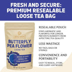 BREWIX, Butterfly Pea Flower Herbal Tea Loose Leaf (40+ Cups,1.41oz/40g) | Caffeine Free | Premium Dried Butterfly Pea Flowers For Blue & Purple Drinks, Food Coloring