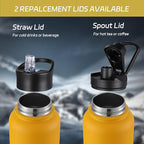 HASLE OUTFITTERS 32 oz Insulated Water Bottle Stainless Steel Double Walled Vacuum Sports Water Bottle with 2 Lids (Straw and Spout Lid) for Gym Camping Hiking(Yellow Orange Gradient,1)