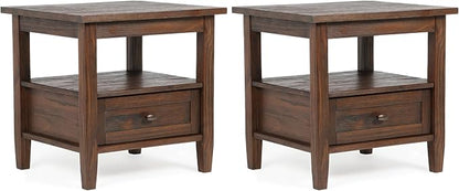 SIMPLIHOME Warm Shaker Solid Wood 20 inch Wide Transitional-Style End Tables in by SimpliHome