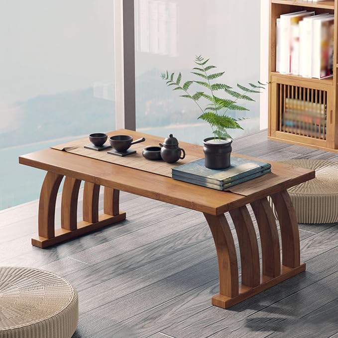 Portable Japanese Wooden Coffee Table - Image 7