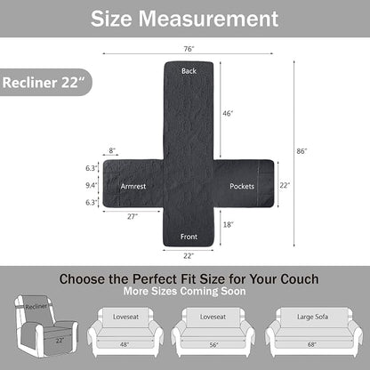 Black Quilted Recliner Covers, Waterproof Recliner Chair Covers, Lazy Boy Chair - Image 6