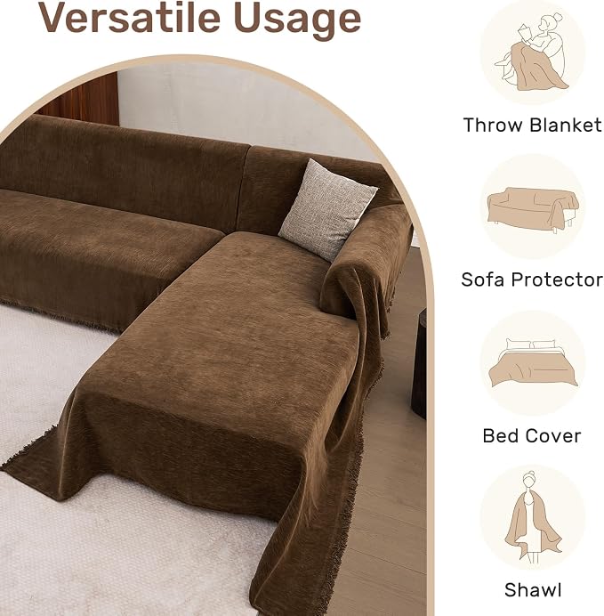 2 Pieces Sectional Couch Covers L Shaped Cover XXXL Coffee | Thick Washable - Image 6