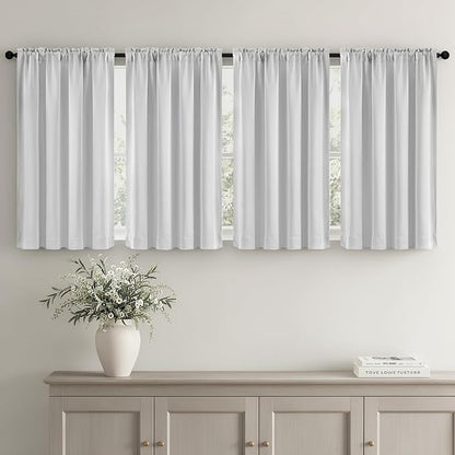 MIULEE 4-Panel Blackout Kitchen Window Curtain Panels 40"x45" Greyish White | - Image 2