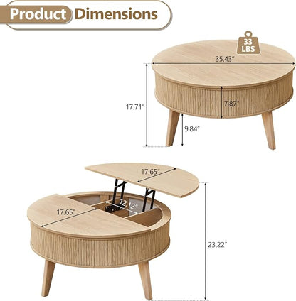 Round Lift Top Coffee Table - Image 2