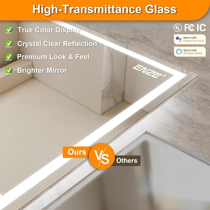 ENZE 24"x40" Smart Lighted Bathroom Mirror - Image 5