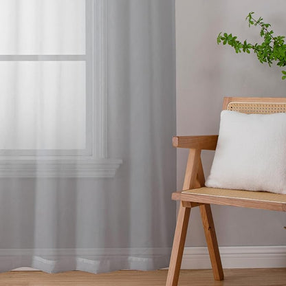 Light Grey Sheer Curtains 54 Inch Length 2 Panels, Airy & Breathable Solid - Image 8