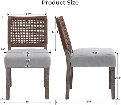 LZAREAL Farmhouse Dining Chairs Set of 6 Linen Fabric Upholstered Accent Side - Image 3