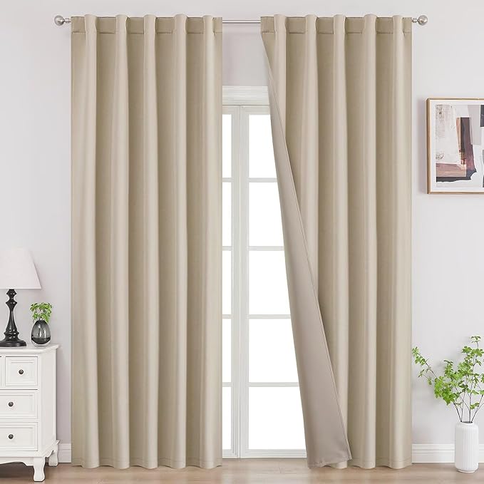 Joydeco Blackout Curtains 96 Inches Long, Thermal Insulated Black Out Curtains by JOYDECO