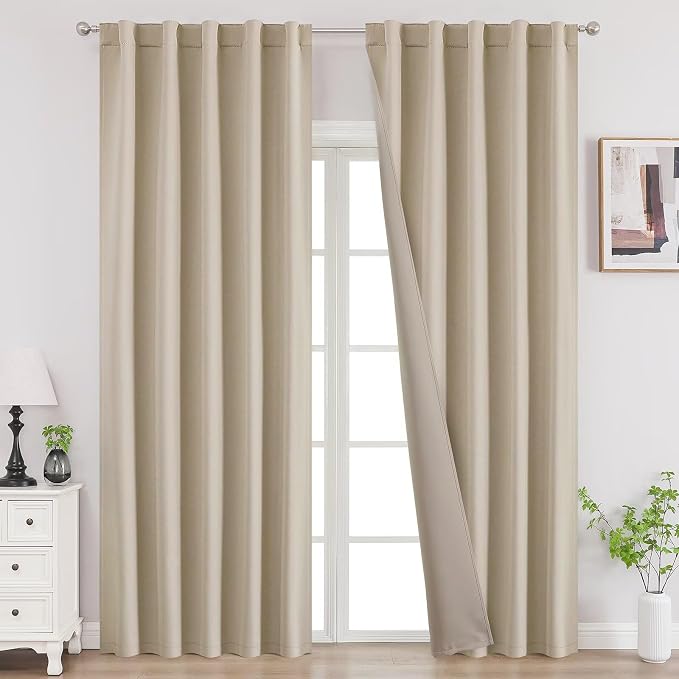 Joydeco Blackout Curtains 96 Inches Long, Thermal Insulated Black Out Curtains by JOYDECO