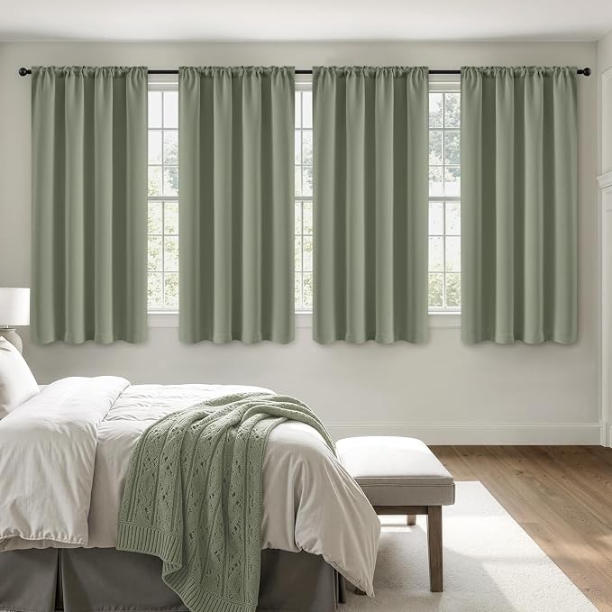 MIULEE Sage Green Blackout Curtains 4 Panels Set 72 Inch Length Bedroom | by MIULEE