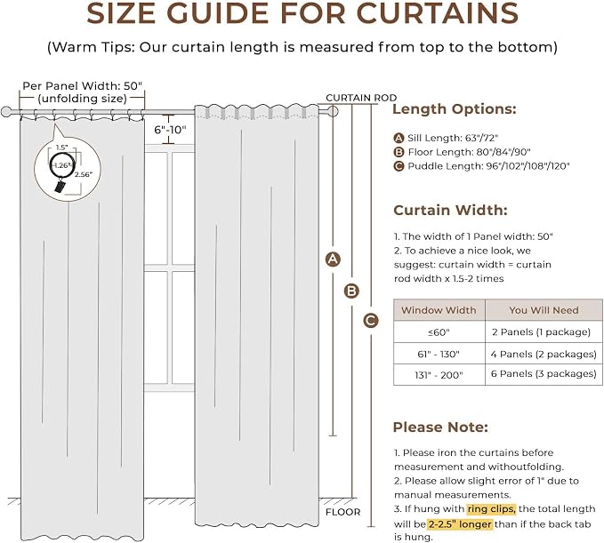 100% Blackout Curtains for Bedroom Oatmeal Linen Look Curtains 80 Inch Long | - Image 8