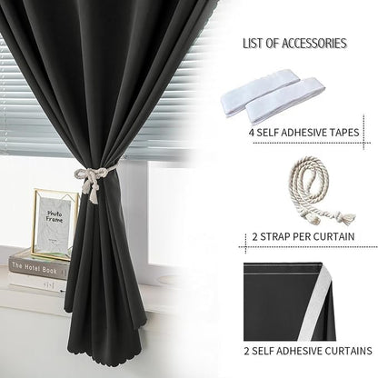 Adhesive Blackout Curtains- Self Stick Curtain No Rod Needed Easy to Hang - Image 2