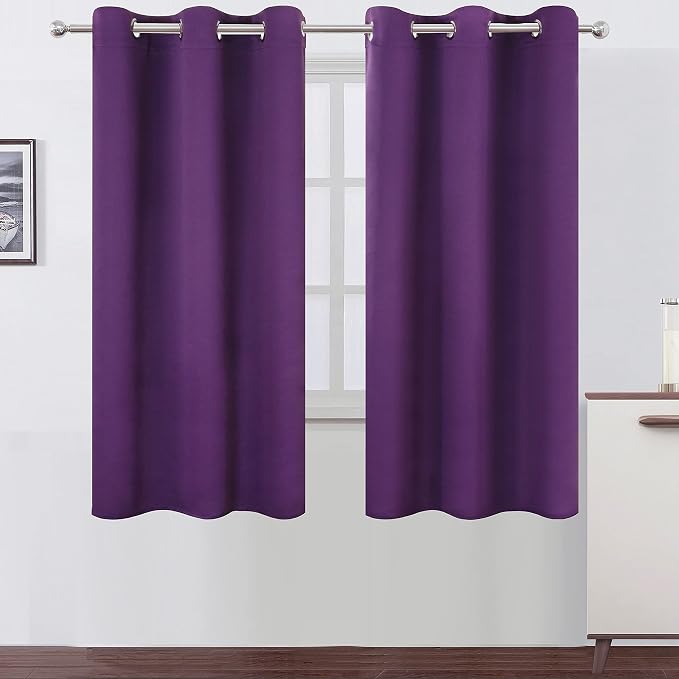 Purple Blackout Curtains 34 x 63 Inch Length/Set of 2 Curtain Panels/Thermal by Lemomo