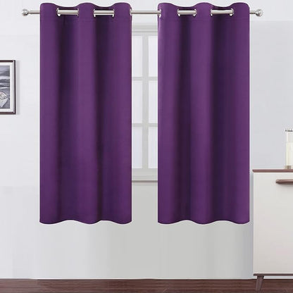Purple Blackout Curtains 34 x 63 Inch Length/Set of 2 Curtain Panels/Thermal by Lemomo