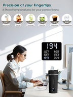 balbali 18.6oz Portable Kettle for Travel 100-250V Dual Voltage for International/Global/Europe - 6 Preset Travel Electric Kettle Hot Water Boiler/Heater/Warmer/Tea Maker - Black