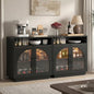 Sideboard Buffet Cabinet with Storage, Wine Bar Cabinet with Arched Glass Doors by SOLACEFURNITURE